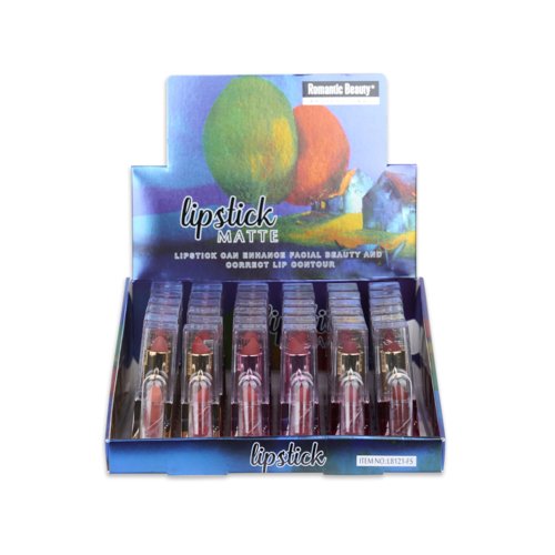 Image displaying a Case of Art Gallery Matte Lipstick Sets in multiple shades, ideal for diverse lip color preferences.