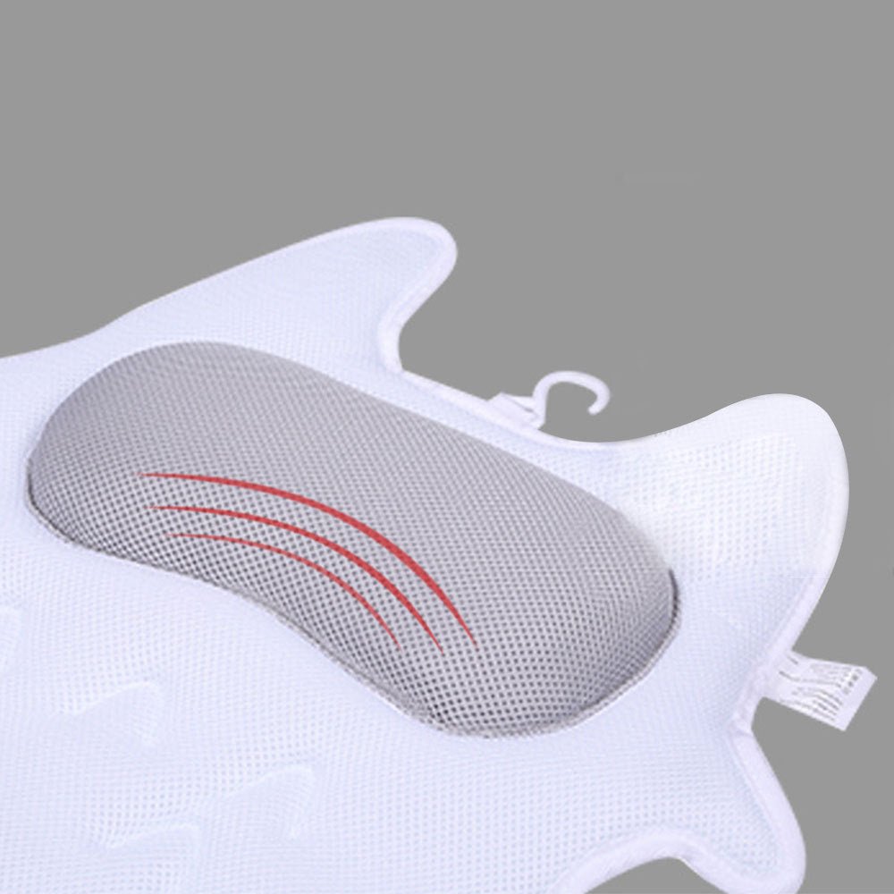 Ergonomic Bathtub Spa Pillow – Quick - Dry 5D Mesh, Suction Cups & Hook | 17.7" - Skin Tone Beauty Products