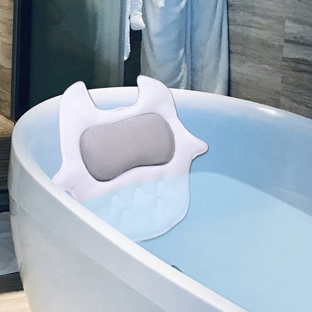 Ergonomic Bathtub Spa Pillow – Quick - Dry 5D Mesh, Suction Cups & Hook | 17.7" - Skin Tone Beauty Products