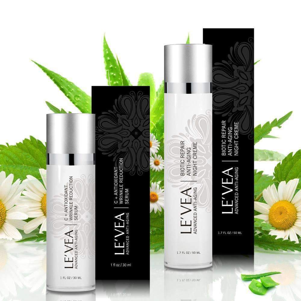 Image featuring Age Perfect Night Repair Cream and Vitamin C+ Serum, skincare products for nighttime skincare routines.