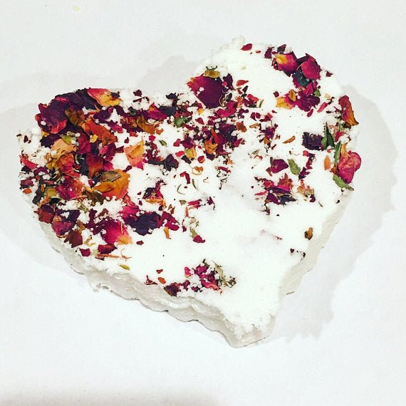 Organic rose heart bath bomb - Skin Tone Beauty Products